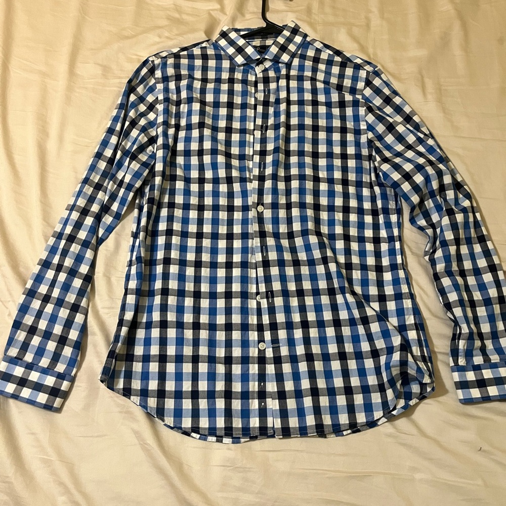 Blue and White Checkered Men's Shirt
